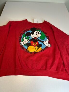 Disney Red Mickey Mouse Pullover with Multicolor Graphic